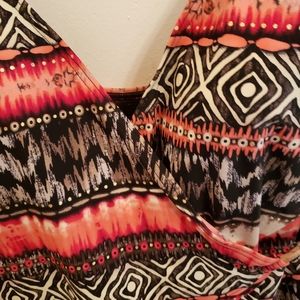 Christina wrap front tribal print swim tank size 10 C/D